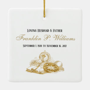 Gepersonaliseerd Memorial Masculine Photo Square Keramisch Ornament