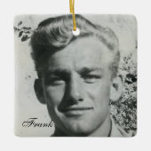 Gepersonaliseerd Memorial Masculine Photo Square Keramisch Ornament (Voorkant)
