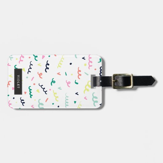Gepersonaliseerd | Memphis Confetti Bagagelabel (Voorkant horizontaal)