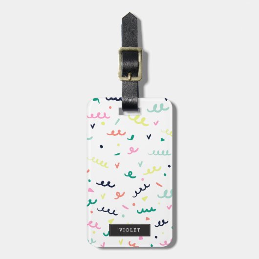 Gepersonaliseerd | Memphis Confetti Bagagelabel (Voorkant verticaal)