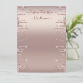 Gepersonaliseerd Menu Voorbeeld Roze Gouden Glinst (Staand voorkant)