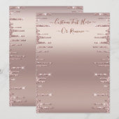 Gepersonaliseerd Menu Voorbeeld Roze Gouden Glinst (Voorkant / Achterkant)
