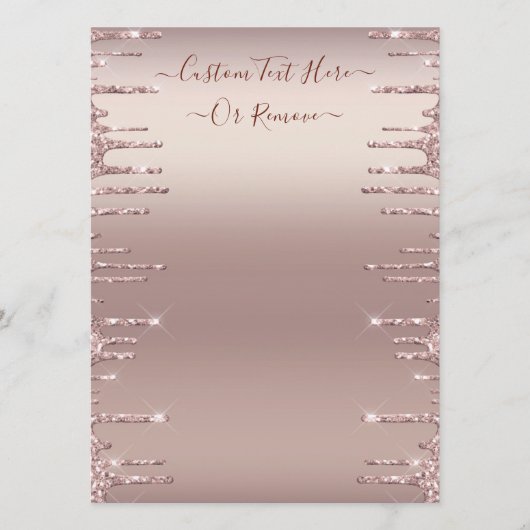 Gepersonaliseerd Menu Voorbeeld Roze Gouden Glinst (Voorkant)