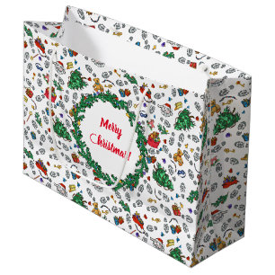 Gepersonaliseerd Merry Bad Santa Holiday Patroon Groot Cadeauzakje