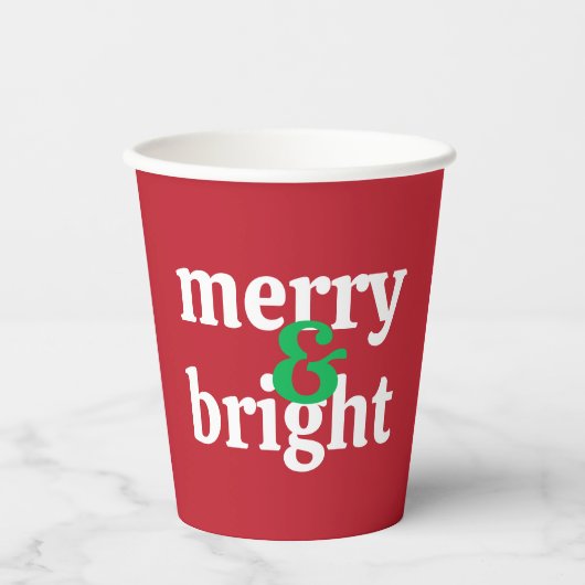 Gepersonaliseerd "Merry & Bright" Christmas Paper  Papieren Bekers (Voorkant)