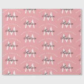 Gepersonaliseerd Merry Christmas Blush Roze Monogr Cadeaupapier (Vlak)