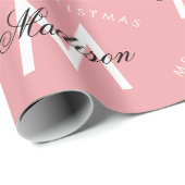Gepersonaliseerd Merry Christmas Blush Roze Monogr Cadeaupapier (Rol Hoek)
