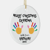 Gepersonaliseerd Merry Christmas Kinder Hand Ornam Keramisch Ornament (Rechts)
