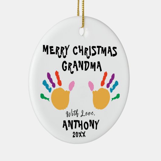 Gepersonaliseerd Merry Christmas Kinder Hand Ornam Keramisch Ornament (Rechts)
