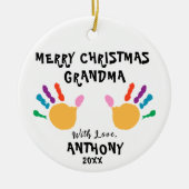 Gepersonaliseerd Merry Christmas Kinder Hand Ornam Keramisch Ornament (Voorkant)