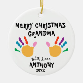 Gepersonaliseerd Merry Christmas Kinder Hand Ornam Keramisch Ornament