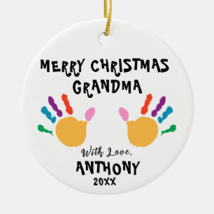 Gepersonaliseerd Merry Christmas Kinder Hand Ornam Keramisch Ornament