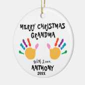 Gepersonaliseerd Merry Christmas Kinder Hand Ornam Keramisch Ornament (Links)