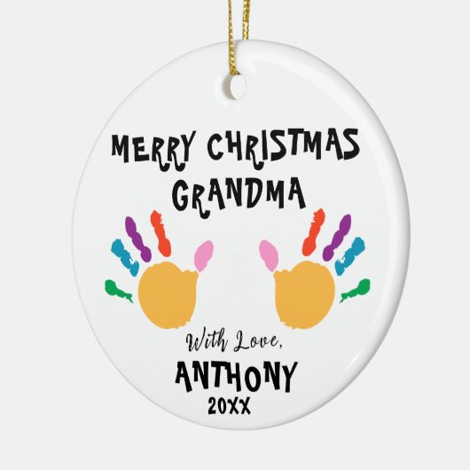 Gepersonaliseerd Merry Christmas Kinder Hand Ornam Keramisch Ornament (Links)