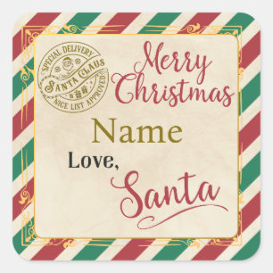 Gepersonaliseerd "Merry Christmas Love Santa" labe Vierkante Sticker