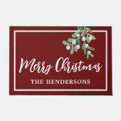 Gepersonaliseerd Merry KerstBourgody Maroon Deurmat (Voorkant)