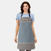 Gepersonaliseerd met de naam Grey Blue Schort (Gedragen)