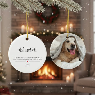 Gepersonaliseerd met foto en naam van huisdier keramisch ornament