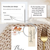 Gepersonaliseerd met gastnaam, Beige aardse bloeme Menu