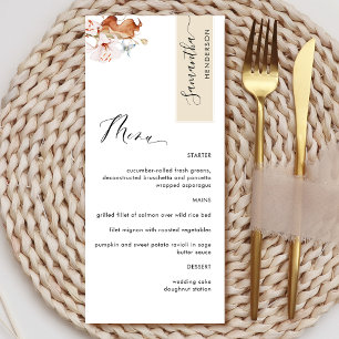 Gepersonaliseerd met gastnaam, Beige Earthy Blooms Menu