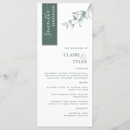 Gepersonaliseerd met Gastnaam, Deep Green Wedding Menu (Voorkant)