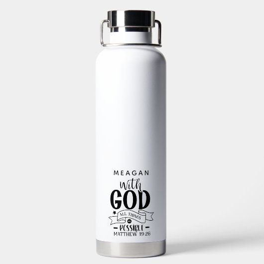 Gepersonaliseerd met God zijn alle dingen mogelijk Waterfles (Achterkant)