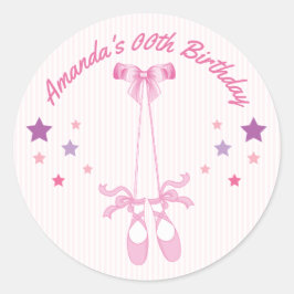 Gepersonaliseerd met het roze Ballerina thema Birt Ronde Sticker
