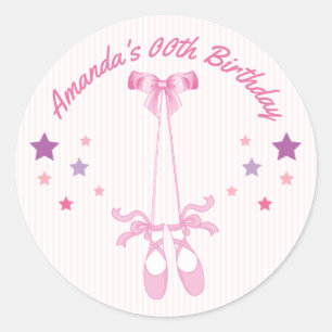 Gepersonaliseerd met het roze Ballerina thema Birt Ronde Sticker