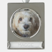  Gepersonaliseerd met kerstmis Verzilverd Banner Ornament (Voorkant)