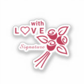 Gepersonaliseerd "met L❤️VE" rode rozen vinyl Sticker (Voorkant)