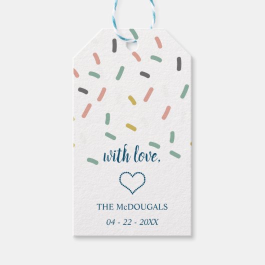 Gepersonaliseerd met liefde Blue Heart Cadeaulabel (Voorkant)