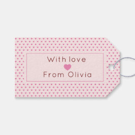 Gepersonaliseerd met liefde eenvoudig roze cadeaulabel