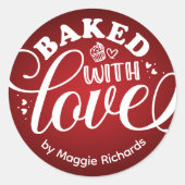 Gepersonaliseerd met liefdesfeestdag rood bakken ronde sticker (Voorkant)