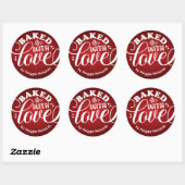 Gepersonaliseerd met liefdesfeestdag rood bakken ronde sticker (Vel)