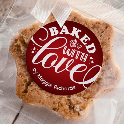 Gepersonaliseerd met liefdesfeestdag rood bakken ronde sticker