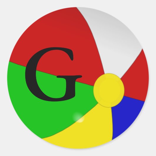 Gepersonaliseerd met Monogram G Beach Ball Sticker (Voorkant)