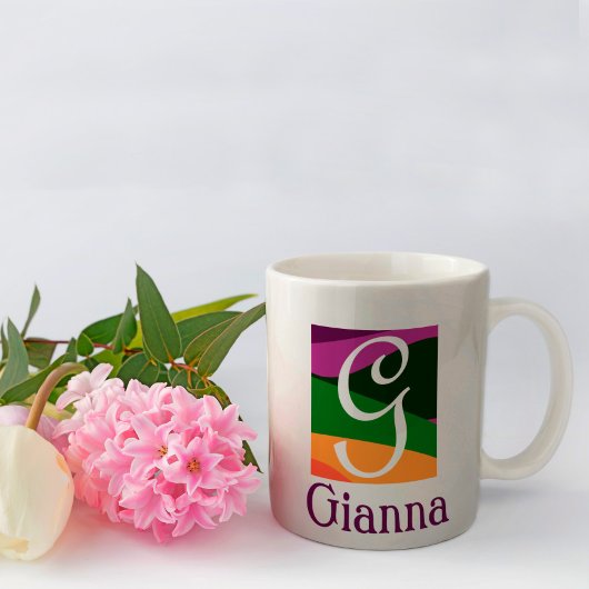 Gepersonaliseerd met Monogram op Geometrische acht Koffiemok