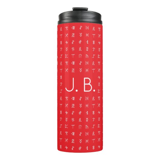 Gepersonaliseerd met Monogram & Runic Symbolen Thermosbeker (Voorkant)