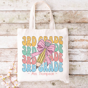 Gepersonaliseerd met naam 3rd Grade Teacher Custom Tote Bag