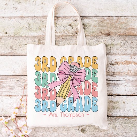 Gepersonaliseerd met naam 3rd Grade Teacher Custom Tote Bag