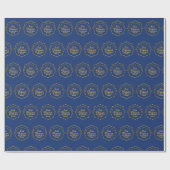 Gepersonaliseerd met Naam Blauw en Goud Eid Mubara Cadeaupapier (Vlak)