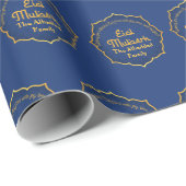Gepersonaliseerd met Naam Blauw en Goud Eid Mubara Cadeaupapier (Rol Hoek)