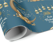 Gepersonaliseerd met Naam Blauwgroen en Goud Eid M Cadeaupapier (Rol Hoek)