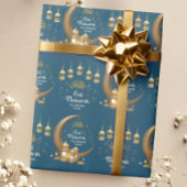 Gepersonaliseerd met Naam Blauwgroen en Goud Eid M Cadeaupapier