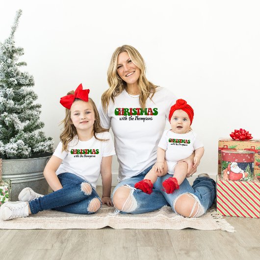 Gepersonaliseerd met naam Familie Kerstmis Matchin T-shirt