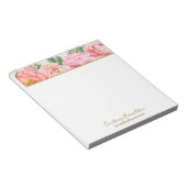 Gepersonaliseerd met naam Floral Pink Roses Notitieblok (Schuin)