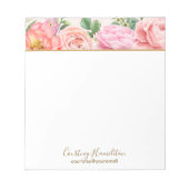 Gepersonaliseerd met naam Floral Pink Roses Notitieblok (Voorkant)