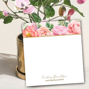 Gepersonaliseerd met naam Floral Pink Roses Notitieblok