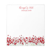 Gepersonaliseerd met Naam Floral Red Poppies Notitieblok (Voorkant)