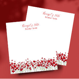 Gepersonaliseerd met Naam Floral Red Poppies Notitieblok
